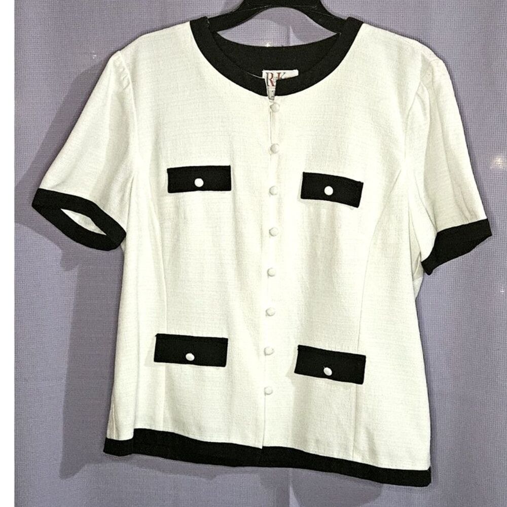 R&K Originals, Black, Cream, Top, Size: 14